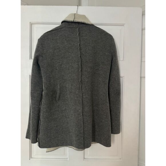Per Se By Carlisle Wool Grey/Cream wrap cardigan, Size 0 - Picture 3 of 7